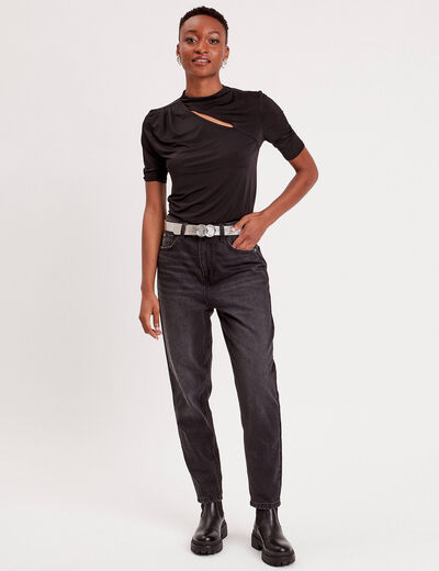 T-shirt avec ouverture noir femme