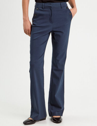 Pantalon bootcut à pont bleu marine femme