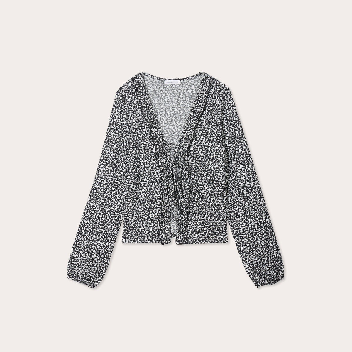 Blouse avec noeuds noir femme
