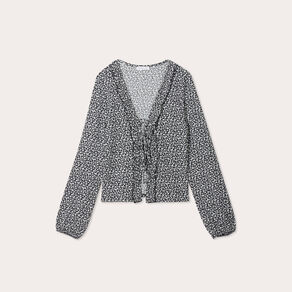 Blouse avec noeuds noir femme