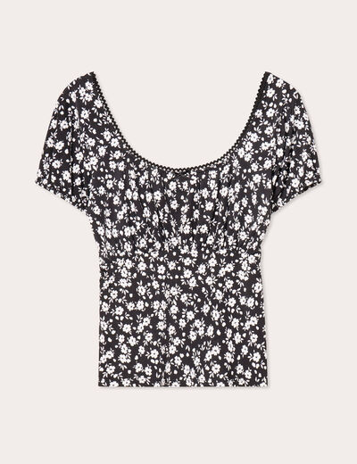 Blouse manches courtes noir femme