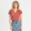 T-shirt boutonn&eacute; sur le devant vieux rose femme