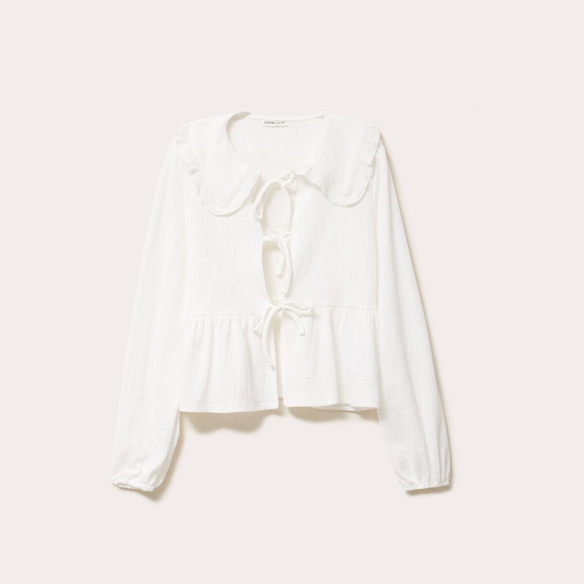 Blouse ajustée manches longues ecru femme