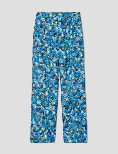 Pantalon city jambes larges vert femme