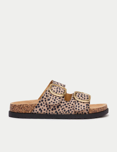 Mules &agrave; sangle aspect daim noir femme