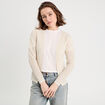 Gilet manches longues ajour&eacute; ecru femme