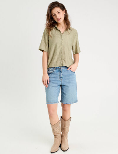 Chemise ajourée vert kaki femme
