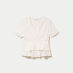 Blouse d&eacute;collet&eacute; manches courtes ecru femme