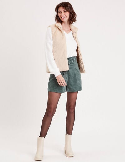 Veste courte ajust&eacute;e sans manches ivoire femme