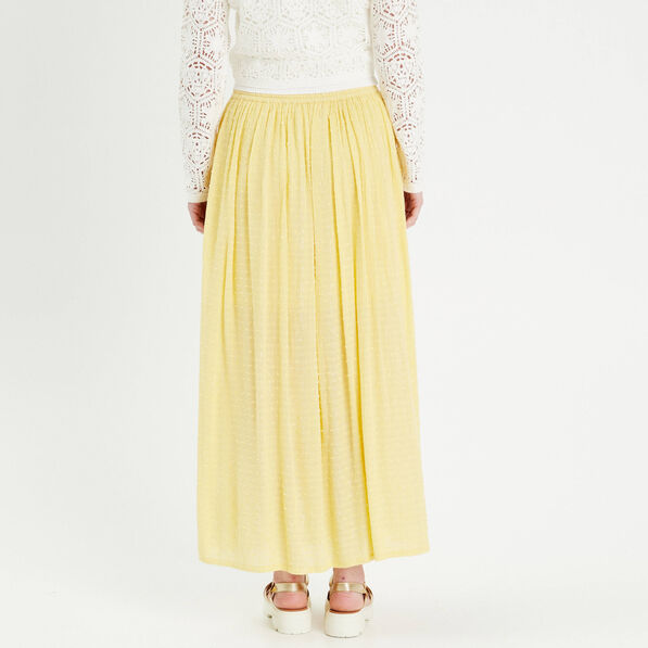Jupe longue évasée jaune clair femme