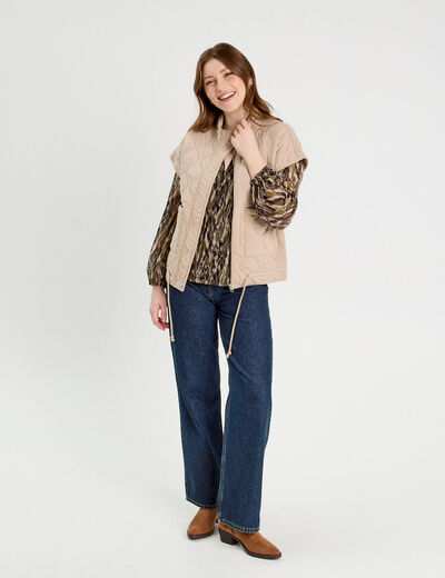 Veste sans manches matelassée taupe femme