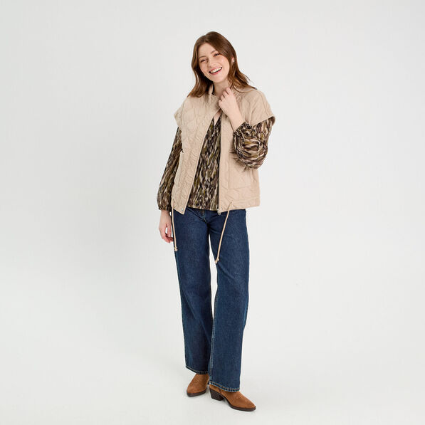 veste sans manches matelassee taupe femme Veste sans manches matelassée taupe femme