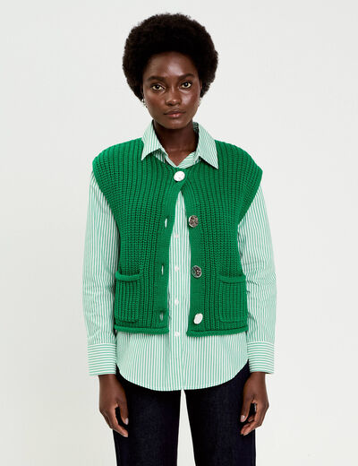 Gilet sans manches vert fonc&eacute; femme