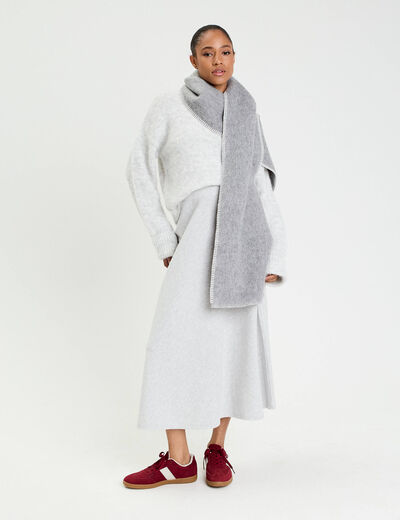 Pull col rond gris clair femme