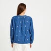 Blouse ample manches longues en jean blanc femme