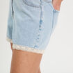 Short en jean détails dentelle denim bleach femme