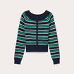 Gilet col bateau bleu marine femme