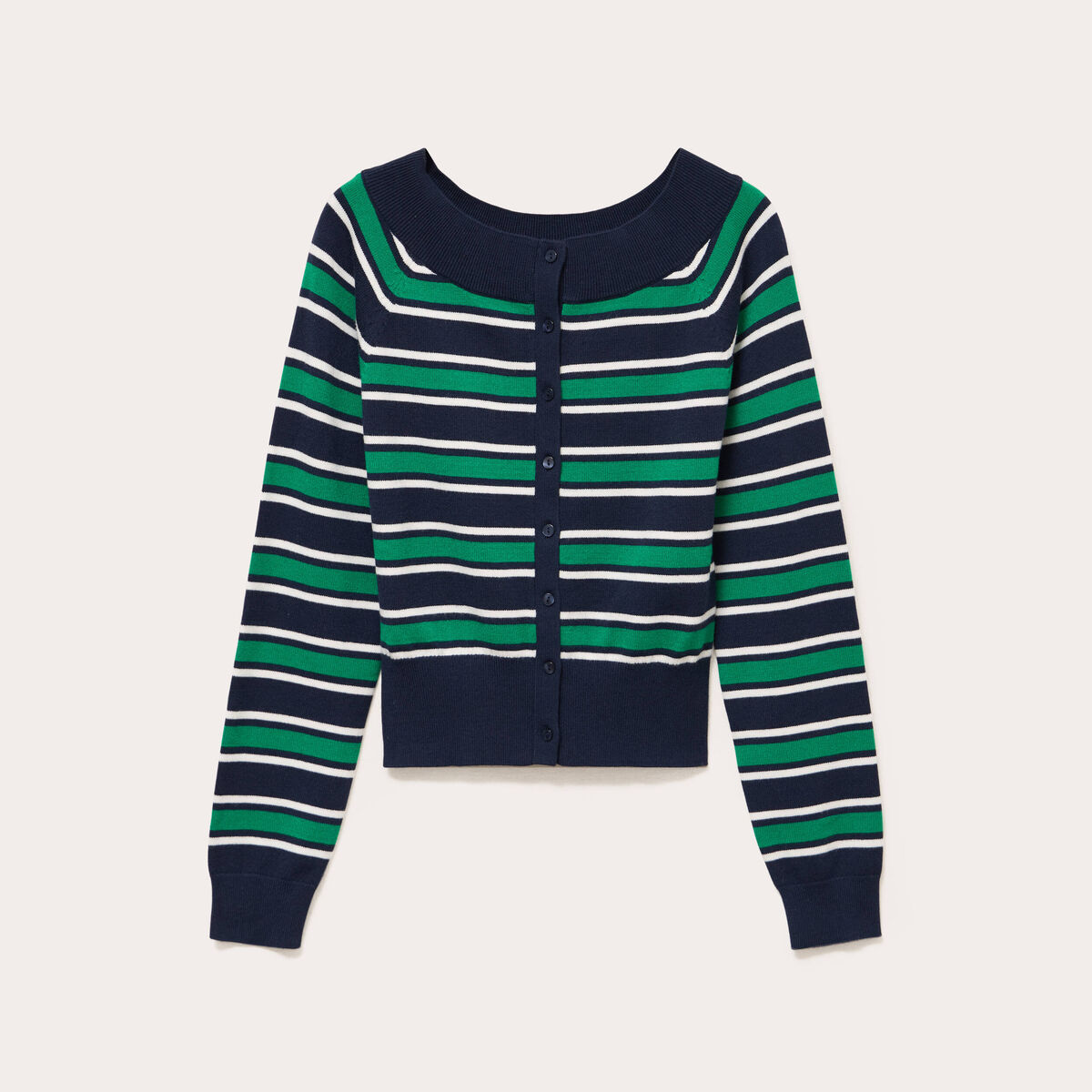 Gilet col bateau bleu marine femme