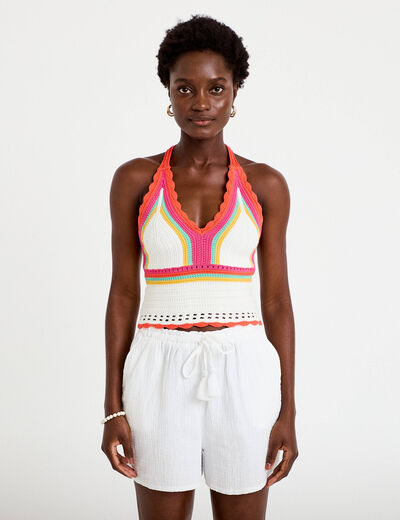 D&eacute;bardeur dos nu crochet rouge femme