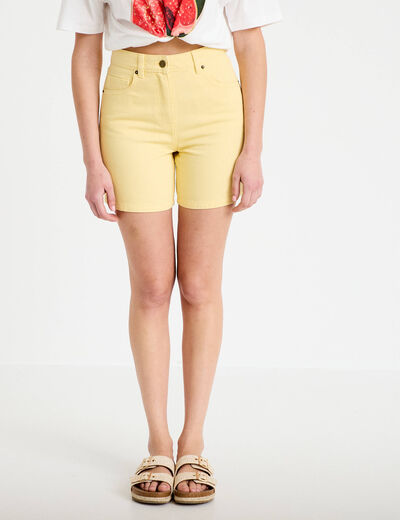 Bermuda regular 5 poches en jean jaune pastel femme