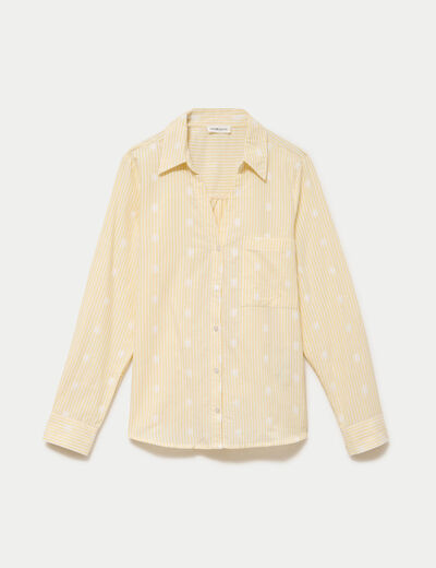 Chemise droite manches longues jaune citron femme