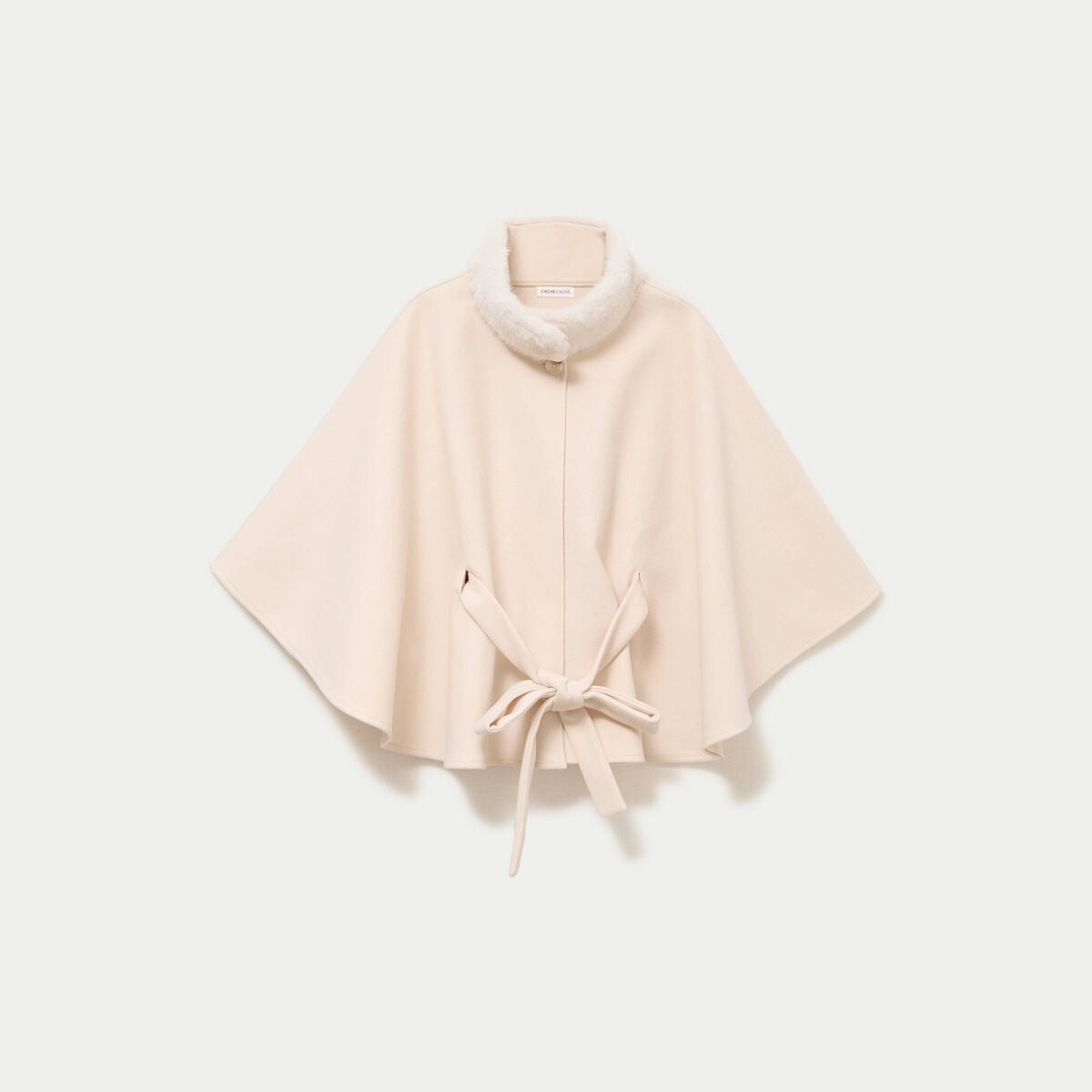 Poncho en fausse fourrure ivoire femme