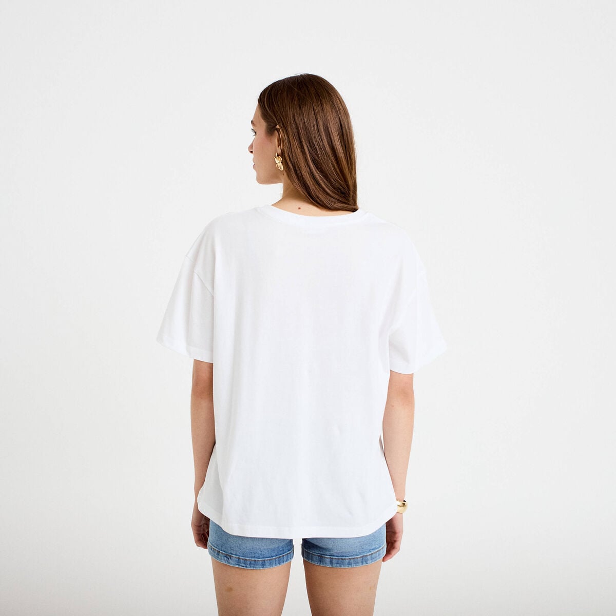 T-shirt oversize manches courtes blanc femme