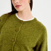 Gilet col rond vert fonc&eacute; femme