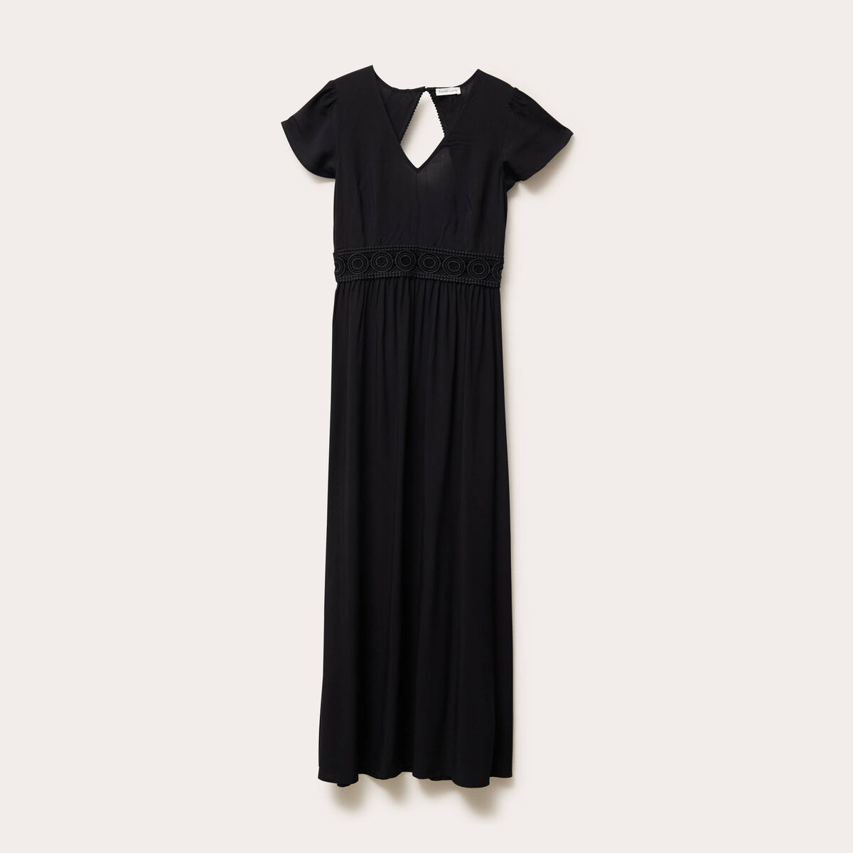 Robe longue évasée noir femme