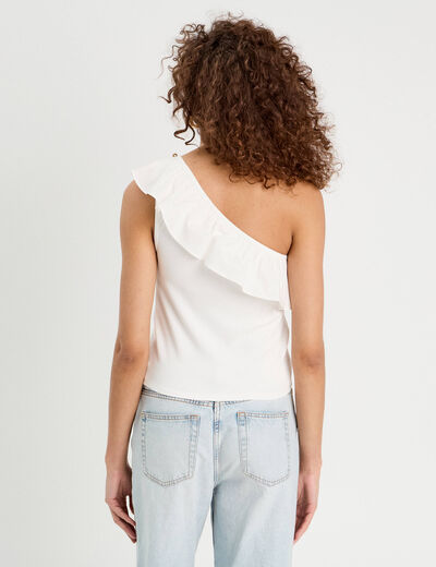 Débardeur asymétrique ecru femme