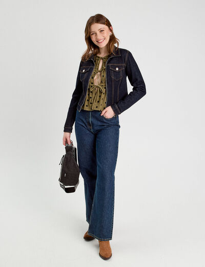 Blouse avec noeuds beige femme