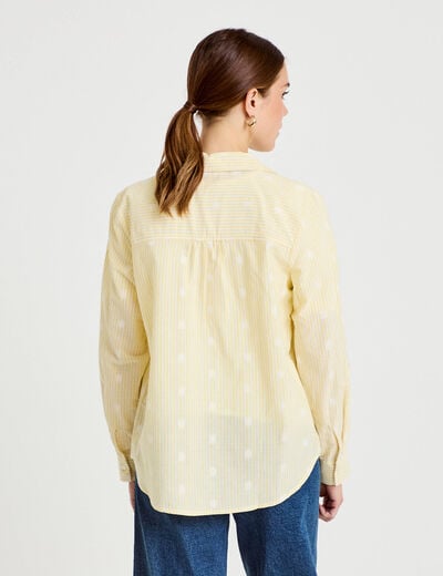 Chemise droite manches longues jaune citron femme