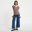 Pull chemise 2-en-1 taupe femme