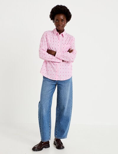 Chemise coupe ample manches longues rose femme