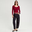 Gilet manches longues c&ocirc;tel&eacute; rouge fonc&eacute; femme