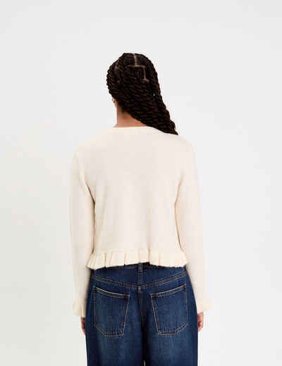 Gilet manches longues ecru femme