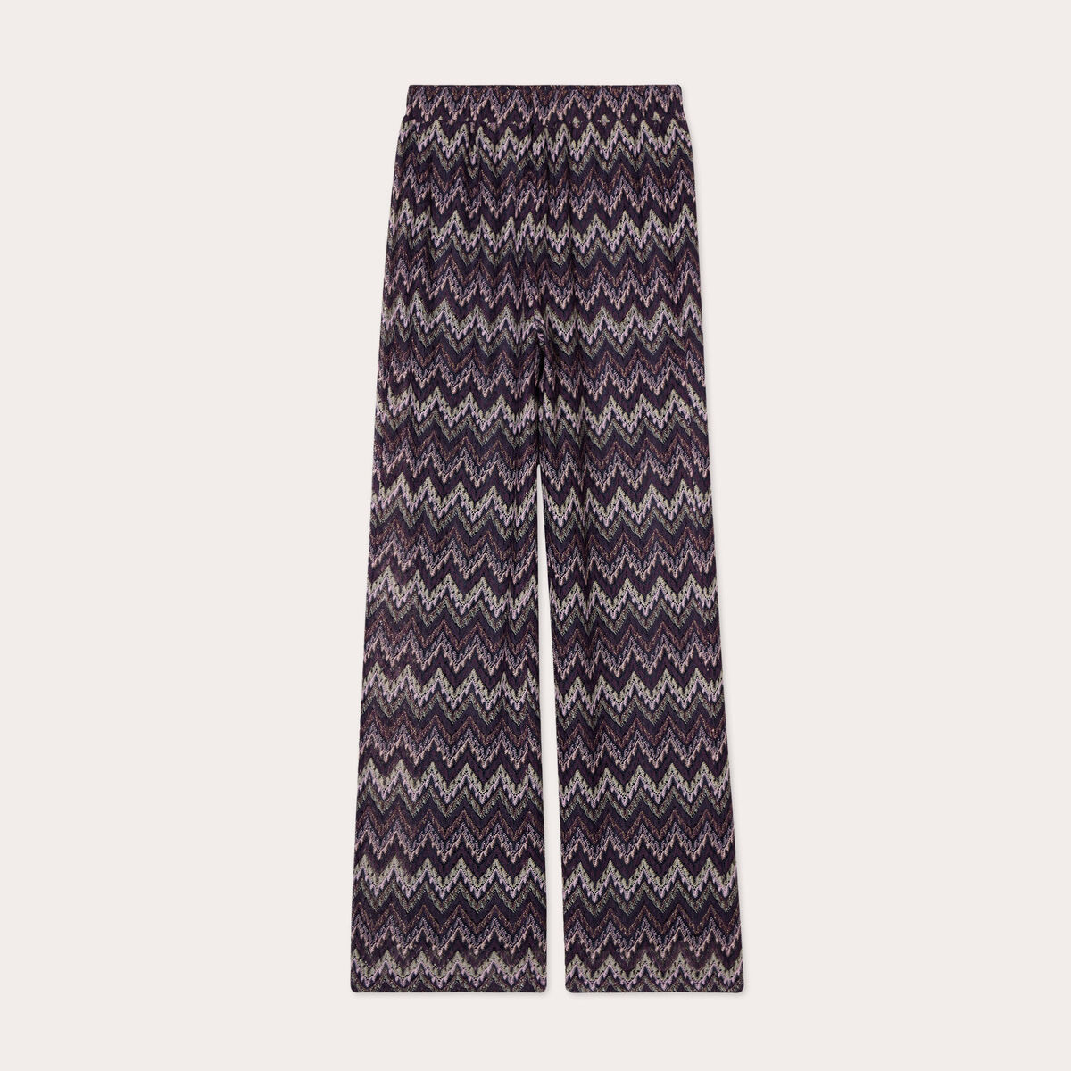 Pantalon large ajour&eacute; violet femme