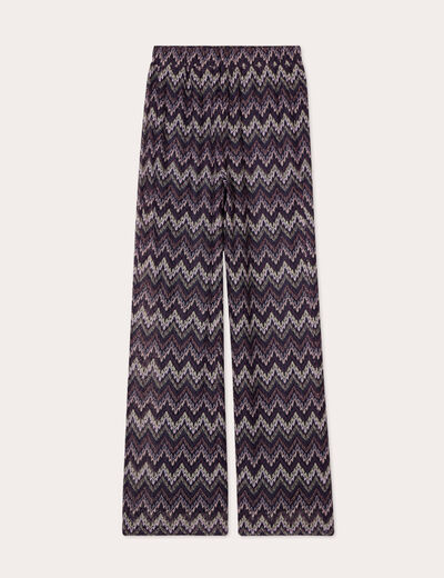 Pantalon large ajouré violet femme