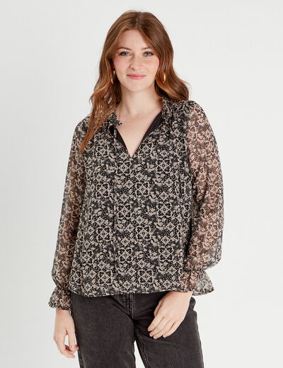 Blouse manches longues noir femme