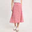 Jupe midi droite boutonnée rose femme