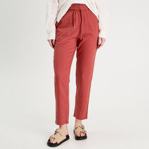 pantalon droit fluide contenant du lin vieux rose femme Pantalon droit fluide contenant du lin vieux rose femme