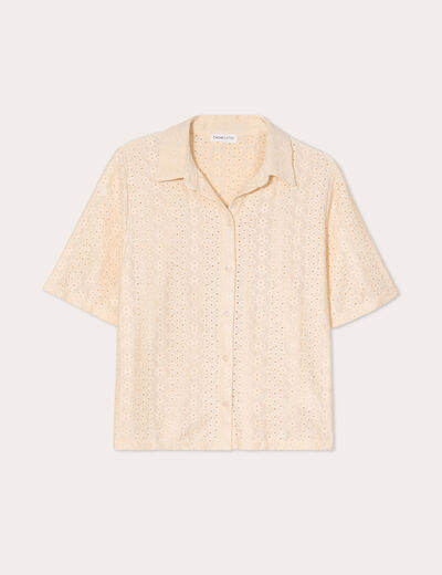 Chemise ajourée ecru femme