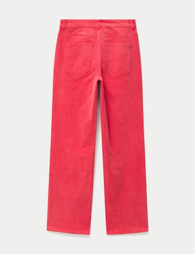 Pantalon droit en velours rouge femme