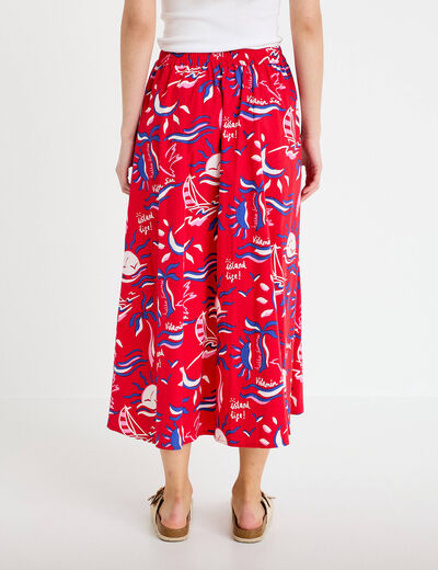 Jupon &eacute;vas&eacute; long rouge femme