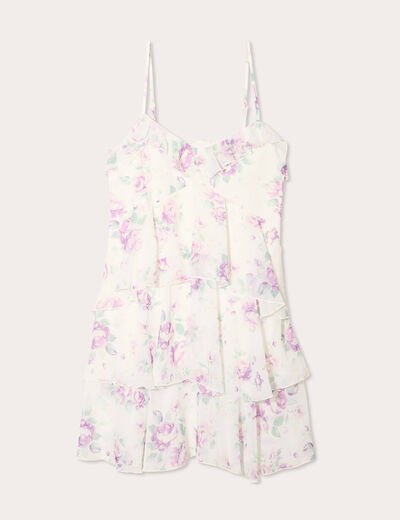 Robe évasée volants blanc femme