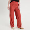 Pantalon droit large pinces vieux rose femme