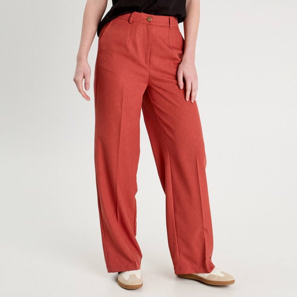 pantalon droit large pinces vieux rose femme Pantalon droit large pinces vieux rose femme