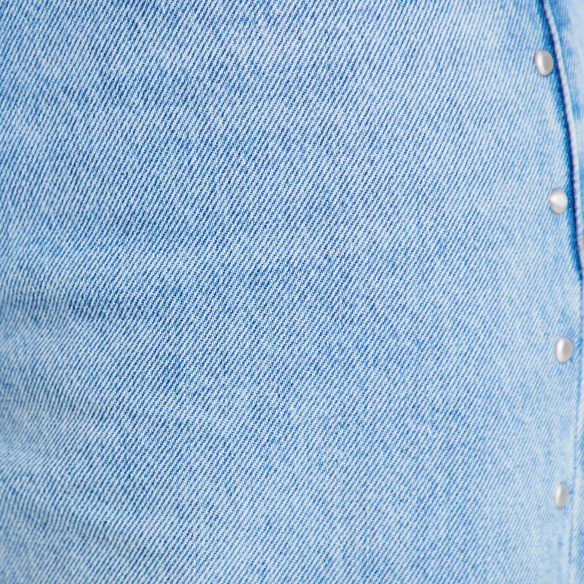 Jean wide leg d&eacute;tails clout&eacute;s denim bleach femme