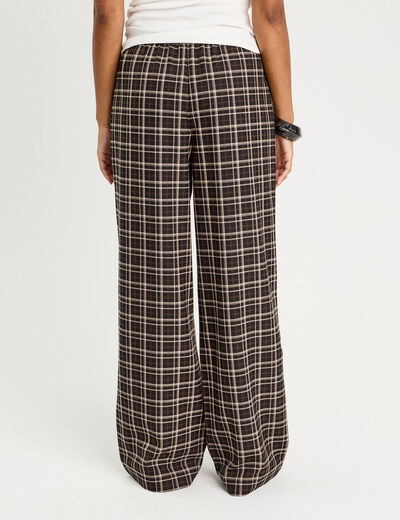 Pantalon large &eacute;lastiqu&eacute; marron chocolat femme