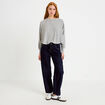 Cape boyfriend cropped col rond gris clair femme